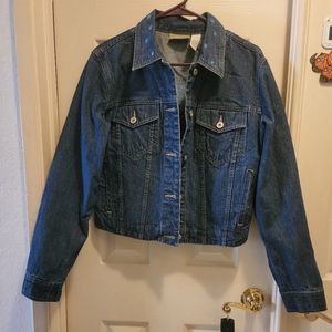 Liz Claiborne Jean jacket w/ embroidered flowers